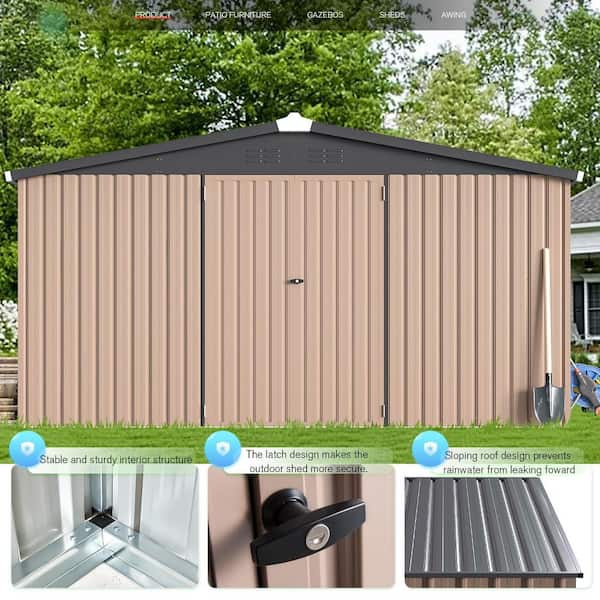 Lycvki 10 ft. W x 10 ft. D Heavy-Duty Metal Storage Shed with