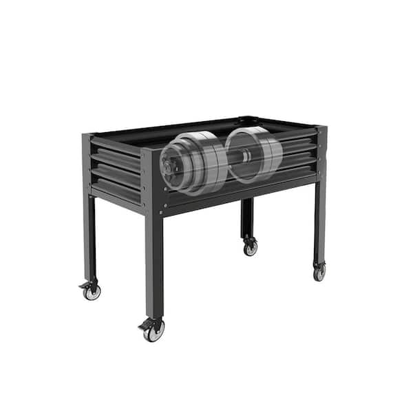 Unbranded 48 in. x 24 in. x 35 in. Gray Metal Raised Garden Bed Legs, Large Planter Box on Wheels with Drainage Holes (3-Pack)