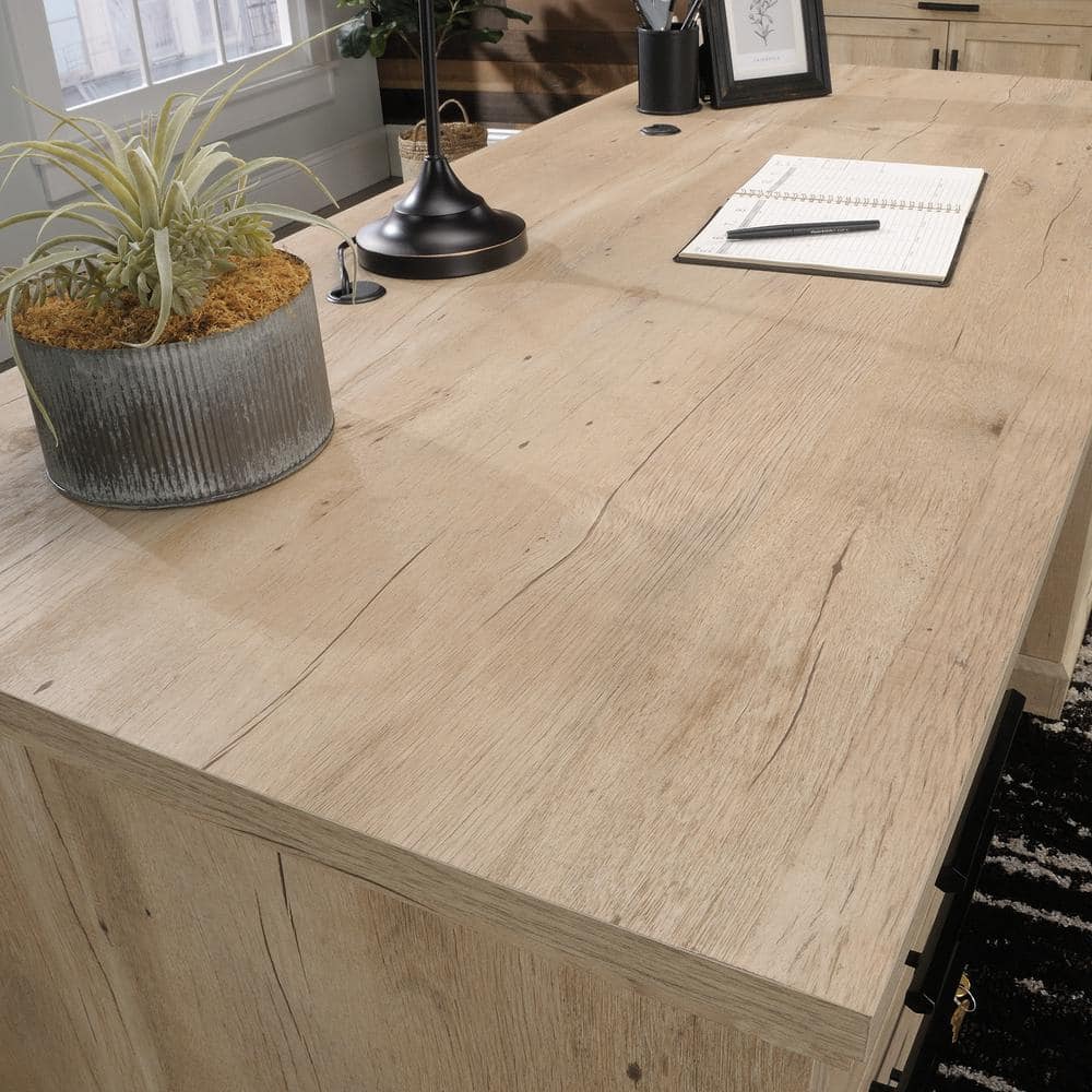 Executive Prime Oak Desk with Locking Drawers and Cord Management