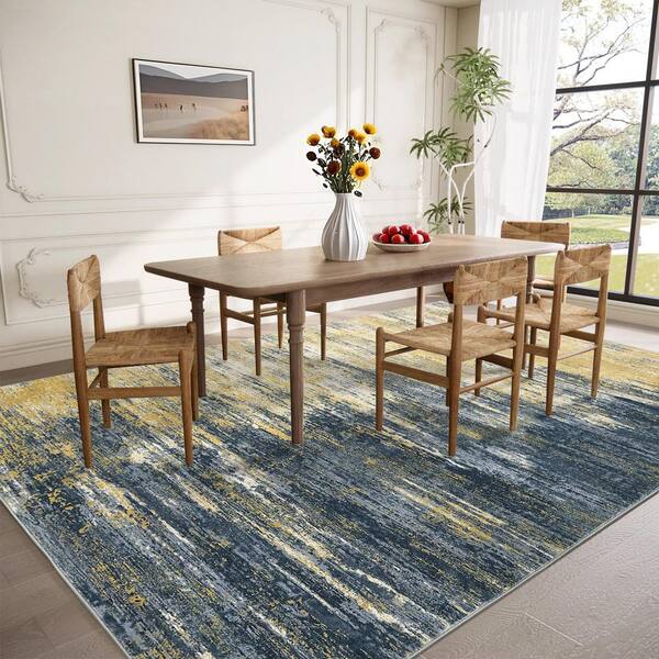 Black Coffee 8 ft. x 10 ft. Modern Abstract Soft Washable