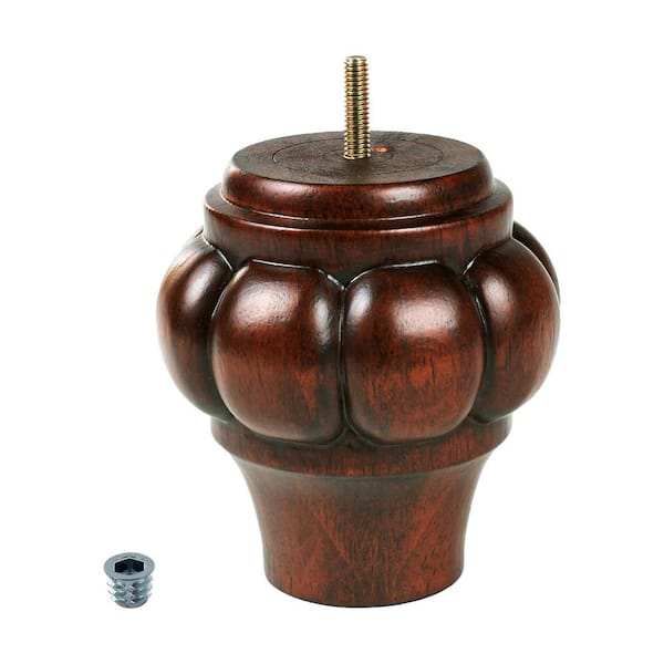 American Pro Decor 5 in. x 4-1/2 in. Stained Cherry Solid Hardwood Round Sofa Leg