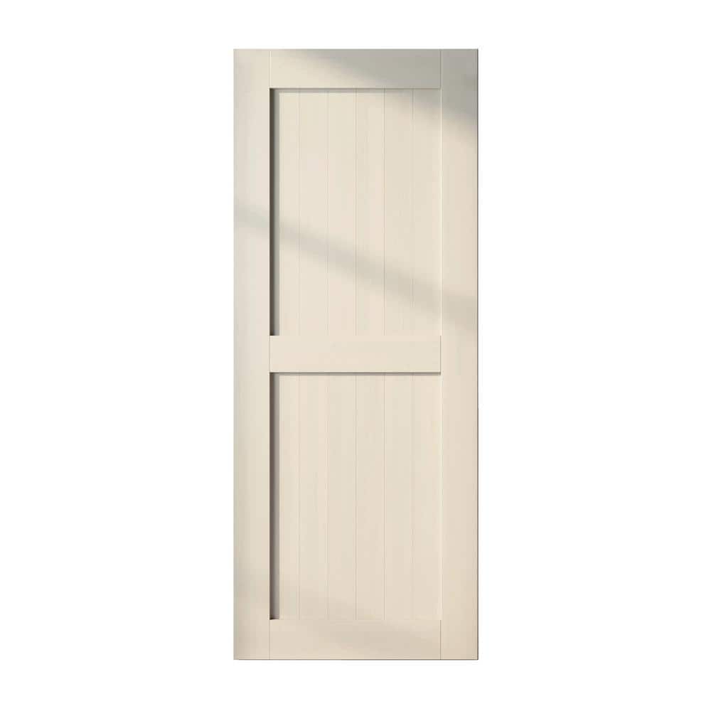 38 in. x 84 in. H-Frame Tinsmith Gray Solid Natural Pine Wood Panel Interior Sliding Barn Door Slab with H-Frame price history on PriceWatchPro