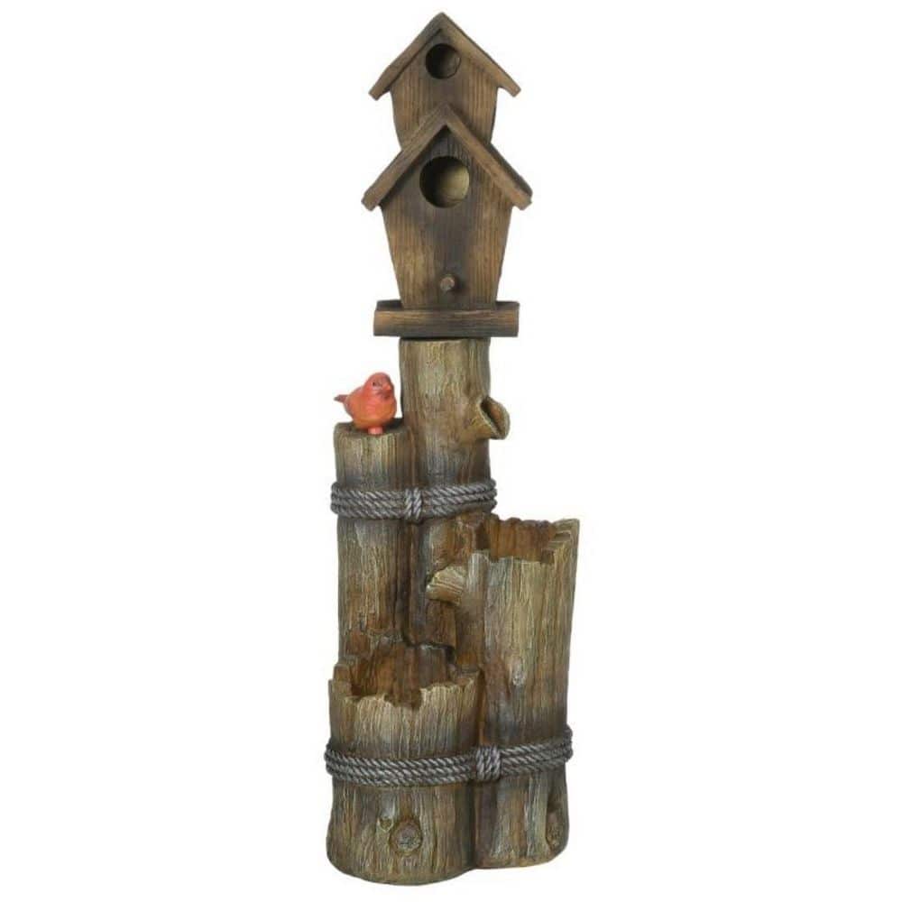 35 in. Tall Outdoor 3-Tier Birdhouse with Tiered Cardinal Waterfalls Floor, Brown Fountain price history on PriceWatchPro