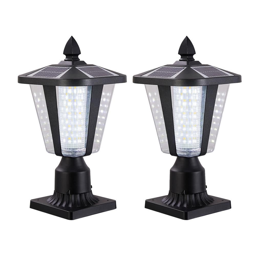 Outdoor Solar Light, 15 in. Black Dusk to Dawn Outdoor Solar Powered Garden