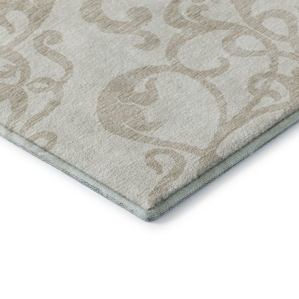 Mayfield Premium Machine Washable Abstract AMF973 Ivory 1 ft. 8 in. x 2 ft. 6 in. Area Rug