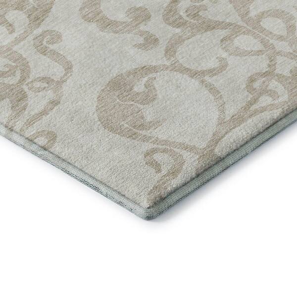 Mayfield Premium Machine Washable Abstract AMF973 Ivory 3 ft. x 5 ft. Area Rug