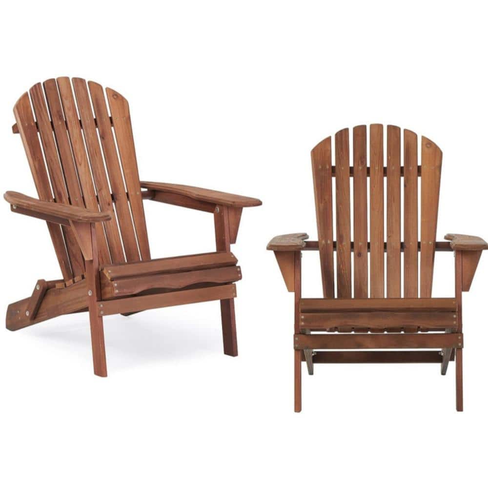 Natural Solid Cedar Wood Folding Adirondack Chair Set of 2 for Patio, Garden, Lawn, Backyard price history on PriceWatchPro