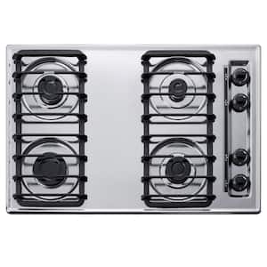30 in. Gas Cooktop in Chrome with 4 Burners