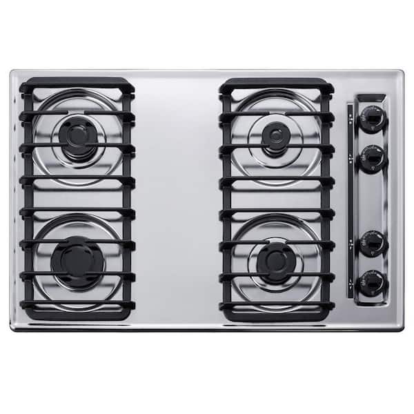 Summit Appliance 30 in. Gas Cooktop in Chrome with 4 Burners