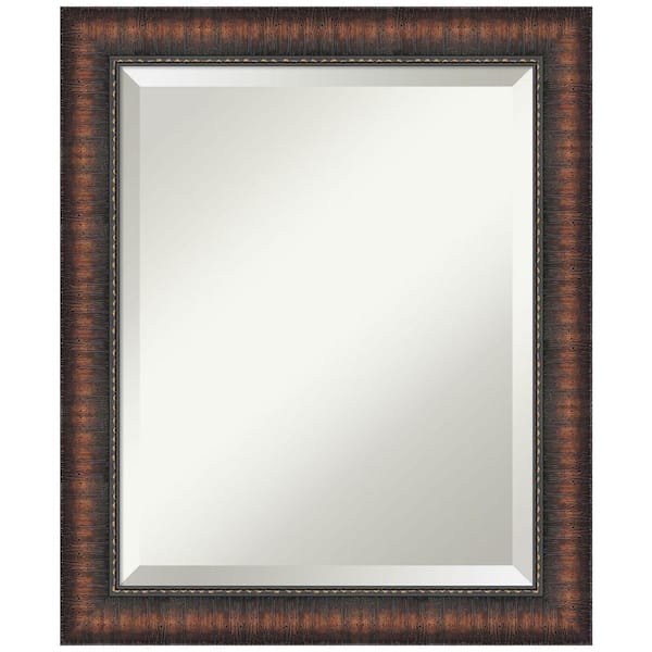 Amanti Art Caleb Brown 20 in. x 24 in. Beveled Farmhouse Rectangle Framed Bathroom Wall Mirror in Brown