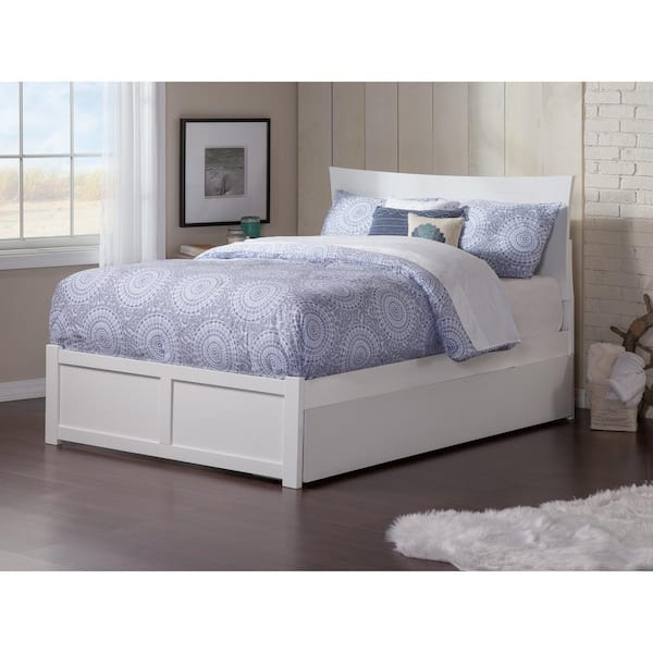 AFI Metro White Full Platform Bed with Flat Panel Foot Board and Twin Size Urban Trundle Bed