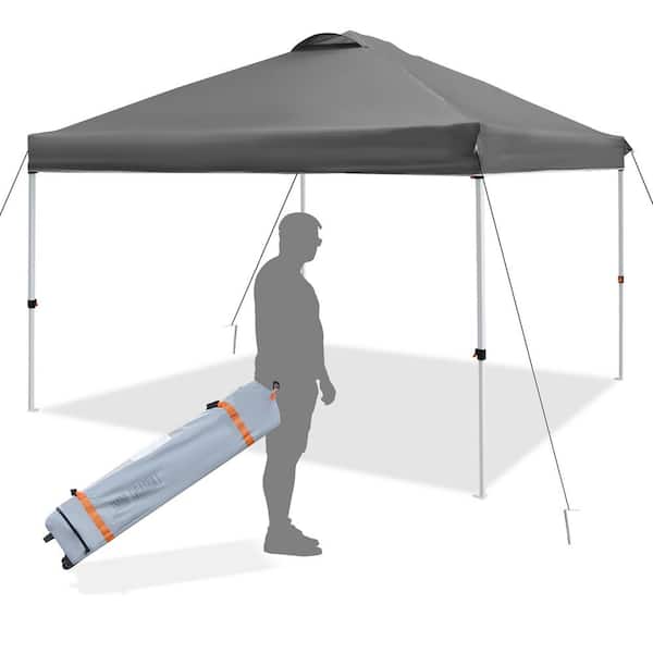 SUNRINX 10 ft. W x 10 ft. D Steel Pop-Up Canopy in Gray