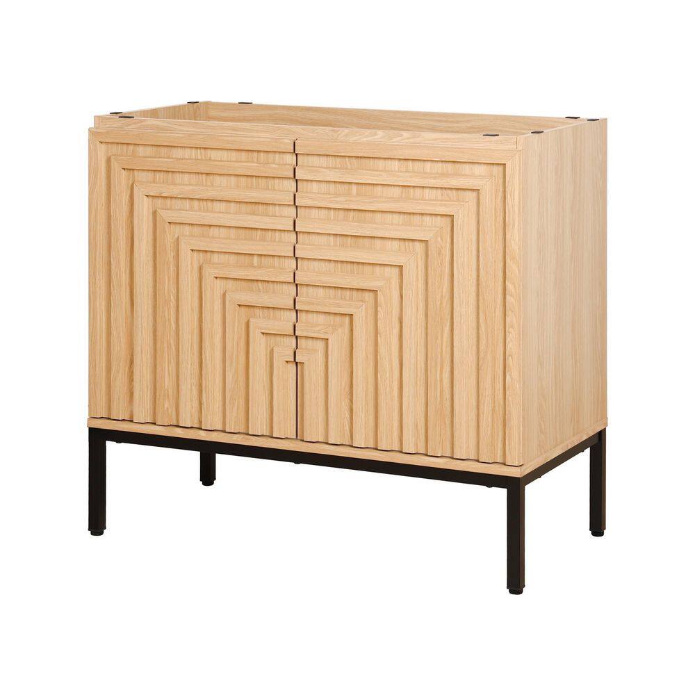 Rowan 36 in. W x 18 in. D x 33 in. H Geometric Modern Transitional 2-Shelf Bath Vanity Cabinet without Top in Oak price history on PriceWatchPro