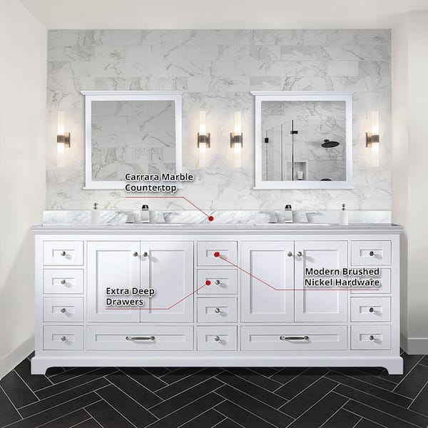 Lexora Geneva 84 in. W x 22 in. D Dark Grey Double Bath Vanity, Carrara  Marble Top and 36 in. LED Mirrors LG192284DBDSLM36 - The Home Depot