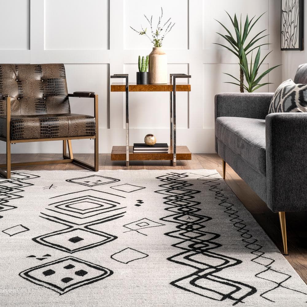 Gray Machine Washable Moroccan Runner Rug
