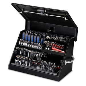 23 in. W x 14 in. D Portable Triangle Top Tool Chest for Sockets, Wrenches and Screwdrivers in Black Powder Coat