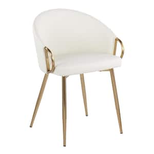 Claire White Faux Leather and Gold Metal Dining Chair