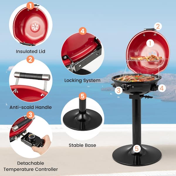 COMMERCIAL CHEF Indoor Grill for Tabletop, Countertop or Kitchen, 1600W  Electric Grill with Adjustable Temperature Control