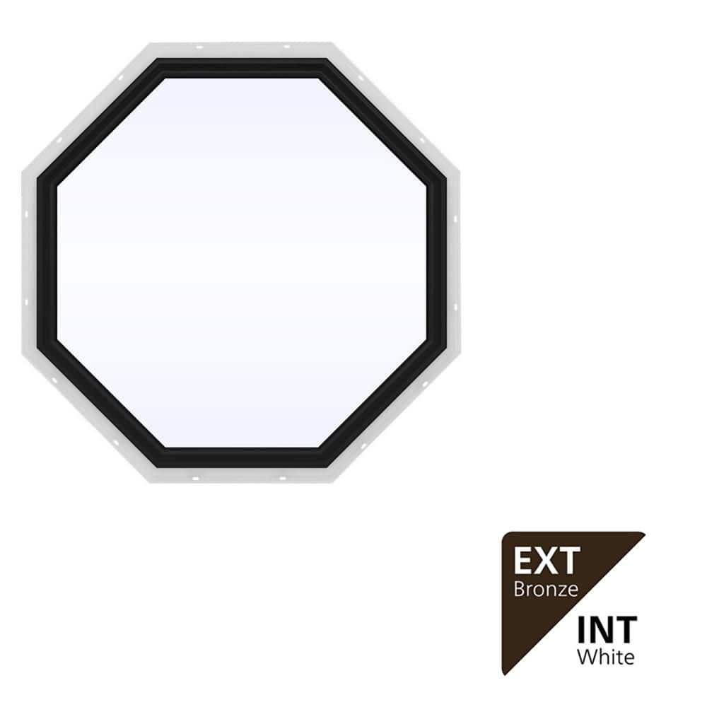 JELD-WEN 48 in. x 48 in. V-2500 Series Bronze Exterior/White Interior ...