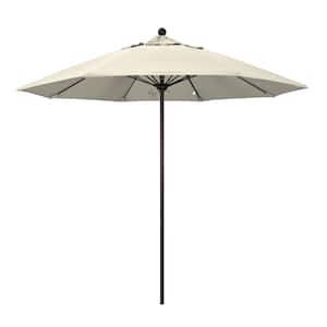 9 ft. Bronze Aluminum Commercial Market Patio Umbrella with Fiberglass Ribs and Push Lift in Antique Beige Olefin