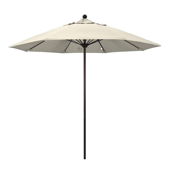 California Umbrella 9 ft. Bronze Aluminum Commercial Market Patio Umbrella with Fiberglass Ribs and Push Lift in Antique Beige Olefin