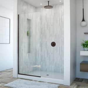 Linea 34 in. x 72 in. Semi-Frameless Fixed Shower Screen in Oil Rubbed Bronze without Handle