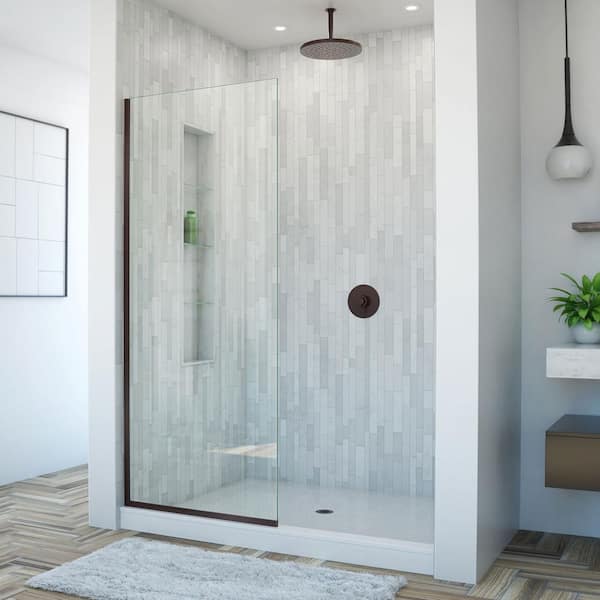 DreamLine Linea 34 in. x 72 in. Semi-Frameless Fixed Shower Screen in Oil Rubbed Bronze without Handle
