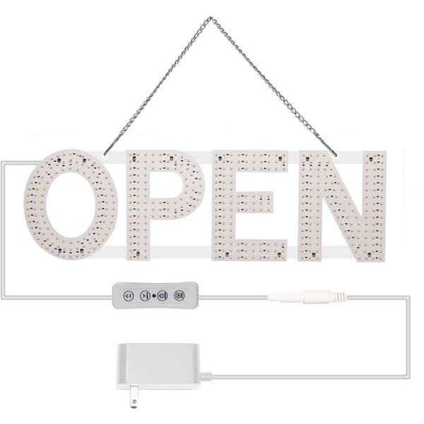 1 Pack LED Open Sign Ultra Bright Red Blue Acrylic Aluminum Dimmable Storefront Window Glass Door Shop Sign