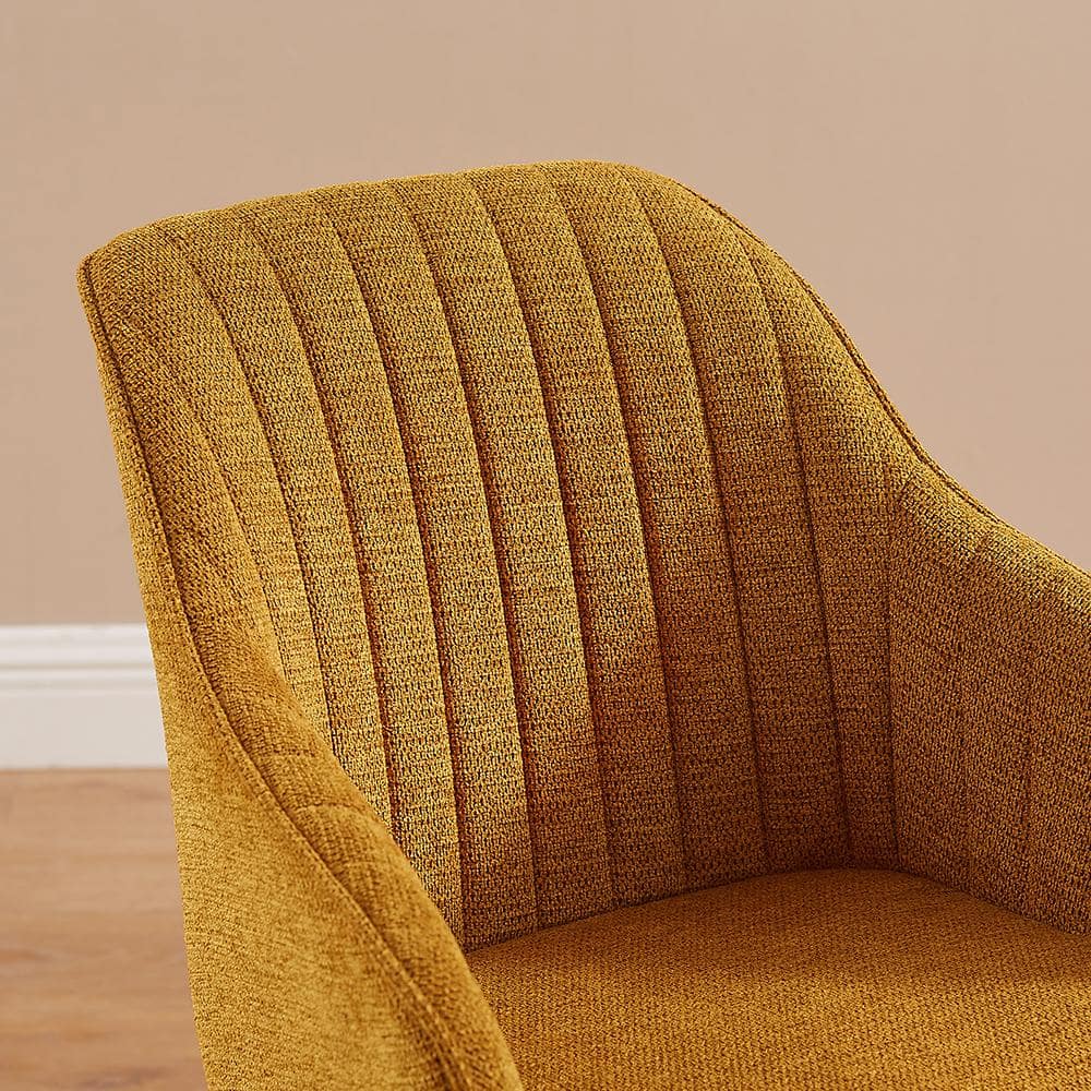 Mid-Century Modern Yellow Swivel Accent Chair with Beech Wood Legs