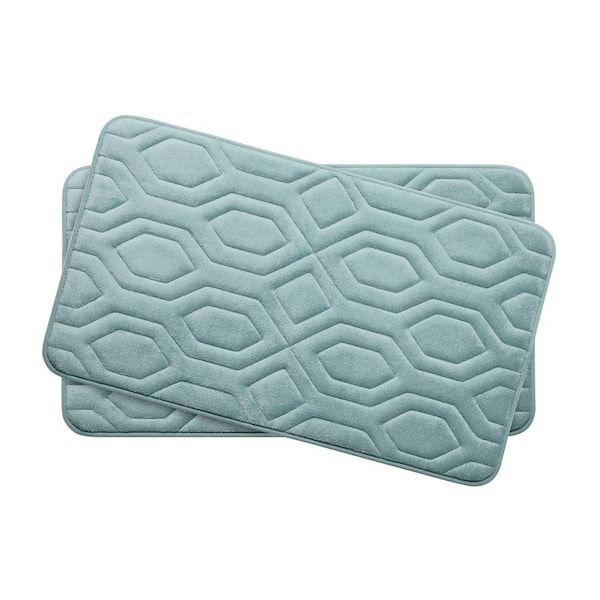 BounceComfort Turtle Shell Aqua 17 in. x 24 in. Memory Foam 2-Piece Bath Mat Set