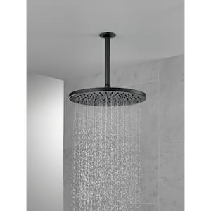 1-Spray Patterns 2.5 GPM 11.75 in. Wall Mount Fixed Shower Head in Matte Black