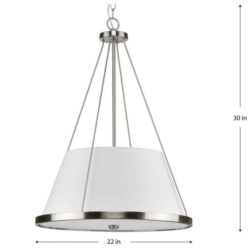 Saffert Brushed Nickel 22" Pendant with Glass Diffuser and Fabric Shade
