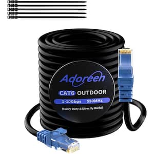 300 ft. Cat 6 Heavy Duty Waterproof Direct Burial RJ45 Ethernet Cable with 15 Ties - Black