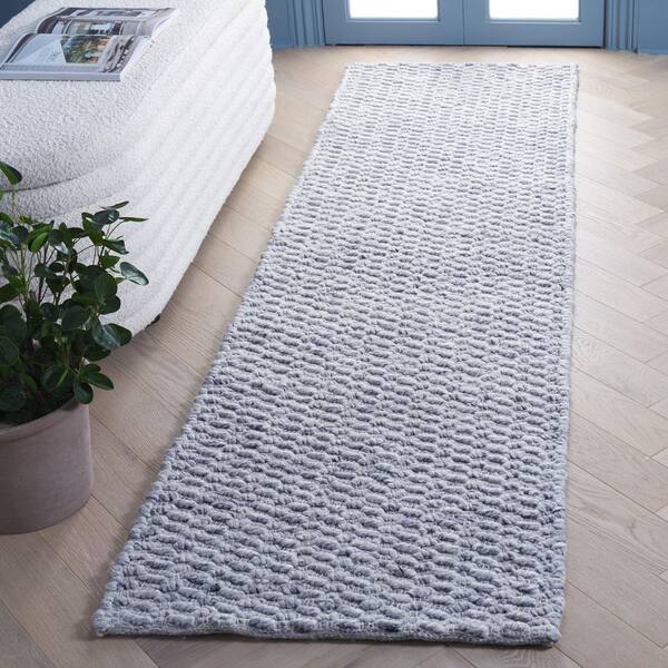 Natura 2 ft. x 8 ft. Gray/Black Zig-Zag Solid Distressed Runner Rug