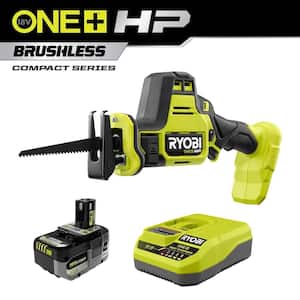 ONE+ HP 18V Brushless Cordless Compact One-Handed Reciprocating Saw w/ FREE 4.0 Ah HIGH PERFORMANCE Battery & Charger