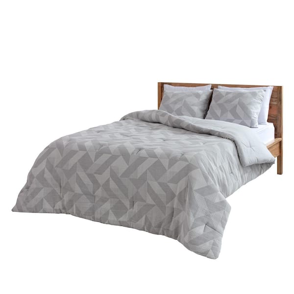 MH LONDON Lexi 3-Piece Grey Cotton King Comforter Set