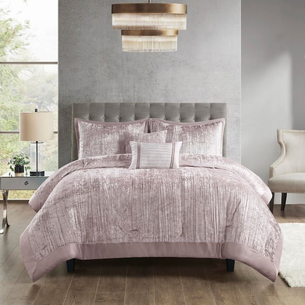 Reagan 5-Piece Blush Polyester Full/Queen Comforter Set