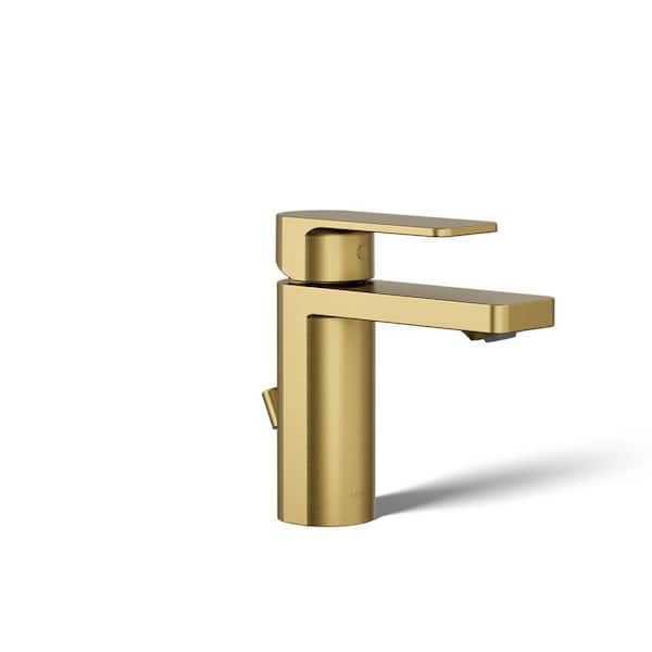 KOHLER Parallel Single-Handle Single Hole 0.5 GPM Bathroom Sink Faucet in Vibrant Brushed Moderne Brass