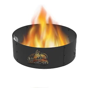 Decorative NHL 36 in. x 12 in. Round Steel Wood Fire Pit Ring - Colorado Avalanche