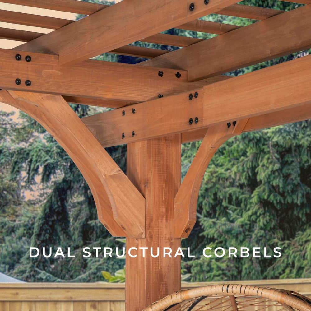 Beaumont 14' x 12' Cedar Wood Pergola with Electric Ports