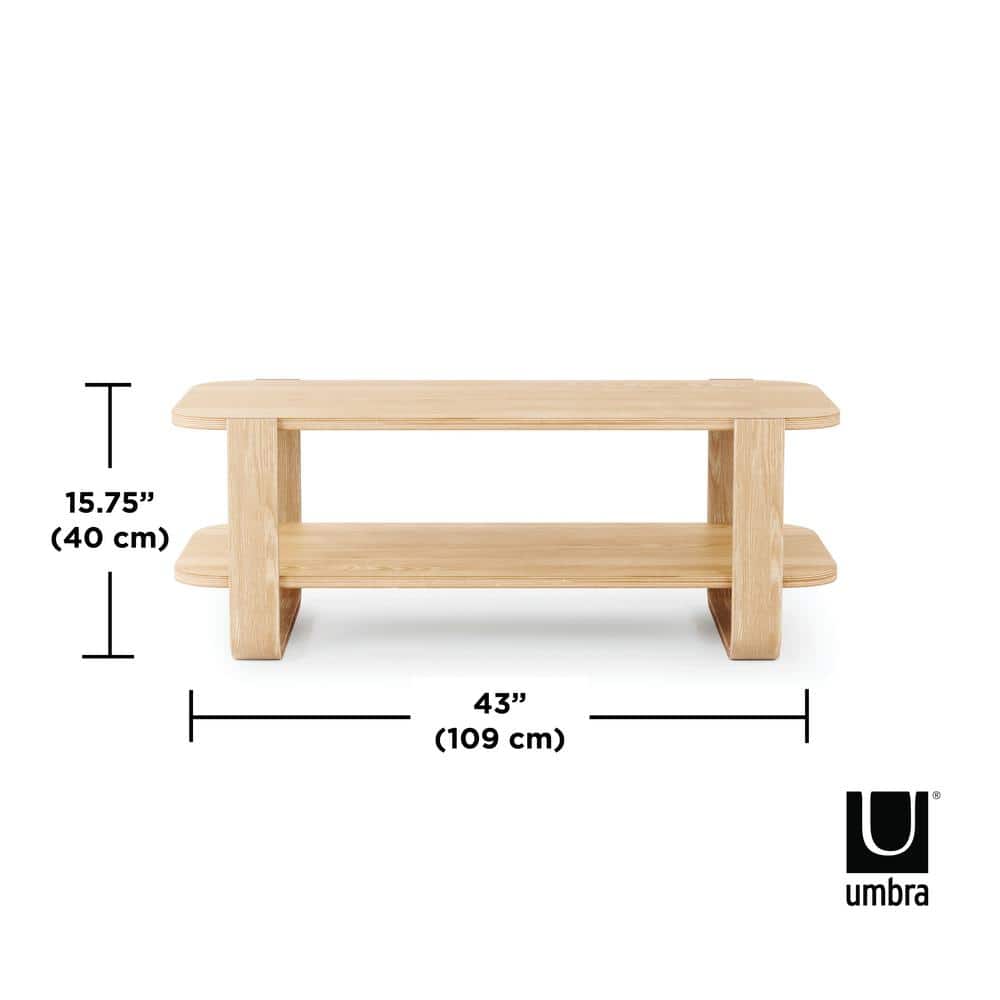 Natural Walnut Wood Rectangular Cocktail Table with Bentwood Legs