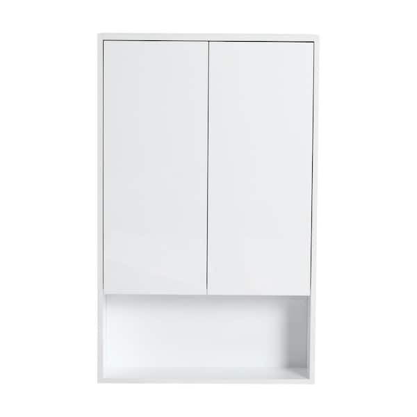 Classic 5.88 in. W x 23.31 in. D x 37.38 in. H Bathroom Storage Wall Cabinet in Glossy White