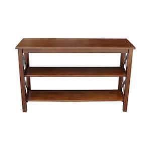 Hampton 48 in. Espresso Standard Rectangle Wood Console Table with Shelves