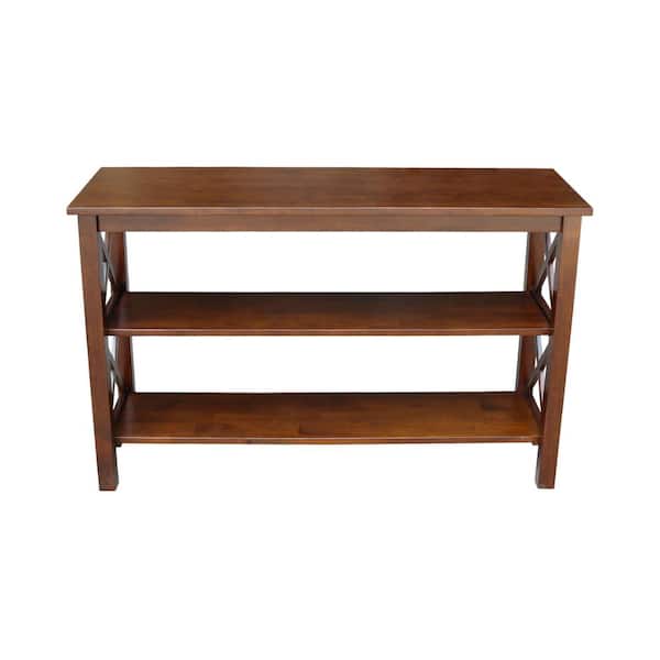 International Concepts Hampton 48 in. Espresso Standard Rectangle Wood Console Table with Shelves