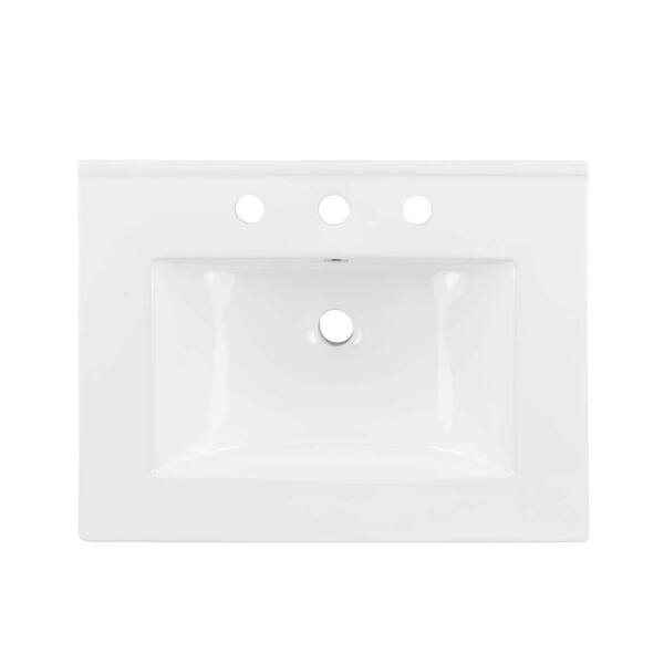 Modway Cayman 24 In Top Mount Bathroom Sink White Eei 3766 Whi The Home Depot - How To Mount A Top Bathroom Sink