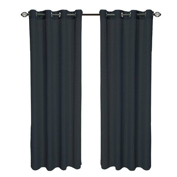 Lavish Home Black Solid Grommet Room Darkening Curtain - 54 in. W x 108 in. L