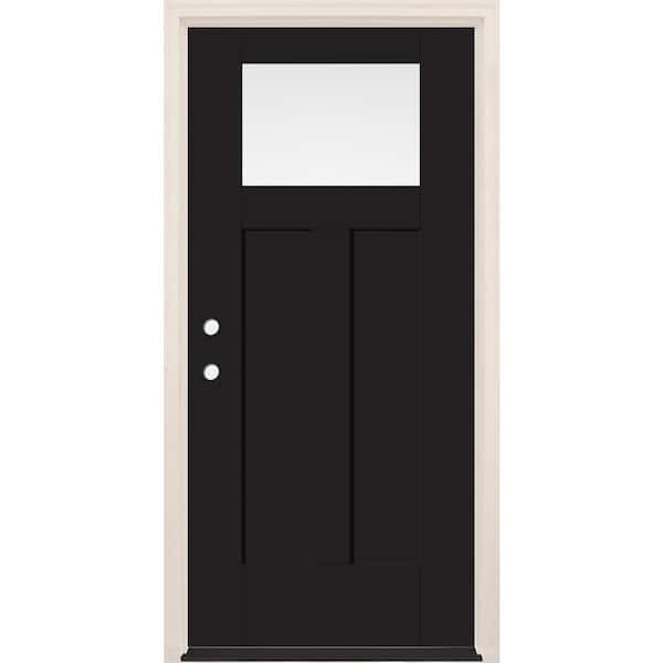 Builders Choice 36 in. x 80 in. Right-Hand 1-Lite Onyx Painted Fiberglass Prehung Front Door with 6-9/16 in. Frame and Bronze Hinges