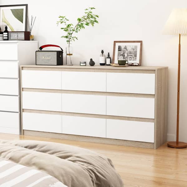 FUFU&GAGA 6-Drawers White Wood Chest of Drawers Storage Cabinet