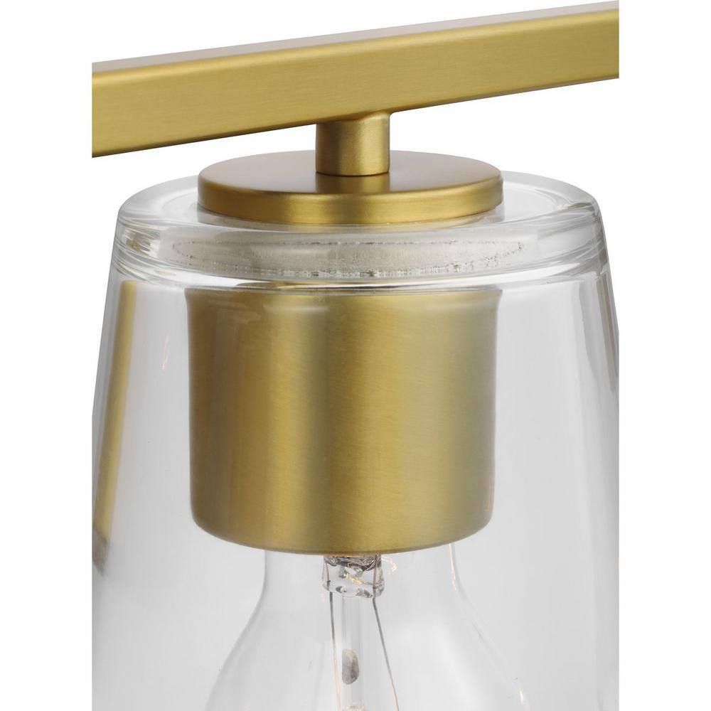 Vertex Brushed Gold Four-Light Glass Bath Vanity Fixture