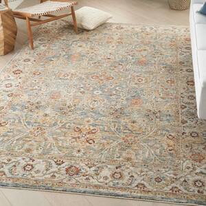 Petra Blue 8 ft. x 10 ft. Persian Vintage Floral Traditional Area Rug